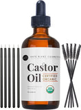 Castor Oil (120Ml), USDA Certified Organic, 100% Pure, Cold Pressed, Hexane Free by Kate Blanc. Stimulate Growth for Eyelashes, Eyebrows, & Hair....