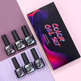 Aoeek 6 Pcs Gel Nail Polish Set 0.29 Fl.Oz /8.5Ml, 6 Neutral Skin Tone UV Gel Polish Colors for Nail Art Home DIY Gel Nail Manicure Kit (09)