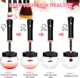 YBVABE Makeup Brush Cleaner, 10 Seconds Cleaning Brush and Dry Machine, Super-Fast Automatic Cosmetic Brush Spinner with 8 Size Rubber Collars, for All Size Brushes Cleaner Spinner Makeup Brush Tools(Red）