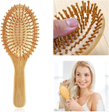 Natural Wooden Hair Brush with Air Cushion Combs for Scalp Massage Anti-Static, No Hair Tangle Oval