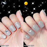 YTD Likomey Reflective Glitter Gel Nail Polish,15Ml Silver Flash Diamond Shimmer Nail Gel,Sparkly Shiny Salon Manicure UV Gel