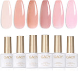 GAOY Jelly Nude Pink Gel Nail Polish Set of 6 Transparent Colors Including Pink Nude Sheer Gel Polish Kit