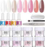 TOMICCA Dip Powder Nail Kit Starter,12 Colours Fine Fingernail Dip Powder Kit ,No Lamp Needed,For French Nail Manicure