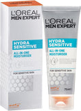 L'Oreal Paris Men Expert Hydra Sensitive All-In-One Moisturiser for Men, Aftershave and Face Cream, Alcohol-Free, for Sensitive Skin, 75Ml