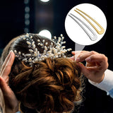 6 Pieces Simple Metal U Shaped Hairpins Hair Stick Fork Sticks French Hair Pin 2 Prong Updo Chignon Pins for Women Girls Buns Hair Accessories (Gold, Silver)