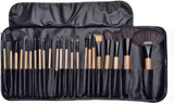 Afunti 24 Pcs Professional Makeup Brush Set Make up Brushes Synthetic Face Blush Lip Eyeshadow Brushes Kit with Pu Leather Bag Black