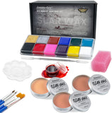 Immetee Halloween Makeup Kit, 12Colors Face Body Paint, SFX Makeup Sets, Scar Wax+Fake Blood+Painting Brushes+Spatula+ Sponge, Theatrical Makeup, Carnival Cosplay, Birthday Gift Kids Adults