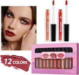 MKNZOME 12Pcs Lip Gloss Set, Matte Liquid Lipstick Makeup Set Waterproof Long-Lasting Velvet Lipgloss Lip Stain Make up Gifts for Women Teenage Girls Birthday Valentine'S Day Xmas