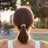 Hoyols Flat Hair Elastics, No Metal Hair Ties Hair Bands for Thick Heavy and Curly Hair Ponytail Holders Headband 5Mm Wide 40 Count (White) …