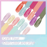 Sunshine Color Changing Jelly Gel Nail Polish, 6 Sheer Colors Jelly Gel Polish Set, Transparent Nude Gel Nail Art for Salon DIY at Home