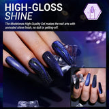 Modelones 9D Cat Eye Gel Nail Polish Set - 2 Pcs Black Blue Chameleon Magnetic Galaxy Glitter Galactic Effect Magic Gel Polish with Magnet Stick Soak off LED Gel Nail Polish Nail Art 7ML