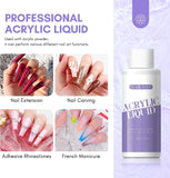 Saviland Acrylic Liquid – 120 ML Nail Liquid for Acrylic Powder with Acrylic Brush 12# -Free Non-Yellowing Formula for Acrylic Nails Application Nail Extension & Carving Home DIY Nail Salon Use