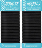 Hoyols Flat Hair Elastics, No Metal Hair Ties Hair Bands for Heavy and Curly Hair Ponytail Holders Headband 5Mm Wide 42 Count (Black)