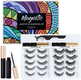 5D Magnetic Eyelash with Eyeliner,Upgraded Magnetic Eyeliner and Eyelashes Kit, False Lashes with Tweezers, Thick Curly Lashes with Waterproof Texture, Easy to Wear and Reusable (10 Pairs with 2 Eeyeliners)