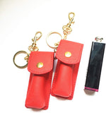 EXCEART Lipstick Keychain Holder Black Leather Lipstick Sleeve Portable Lip Balm Keychain Bag Women Outdoor Lip Gloss Lipstick Storage Holder