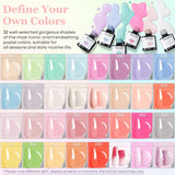 Modelones 40 Pcs Gel Nail Polish Set 36 Colors Popular Goddess Athena Collection Gel Polish Sage Green Nude Pink Gray Blue Shimmer Glitter Nail Polish Set Manicure Starter Kit with 4 Pcs Nail Primer Gel Base Matte and Glossy Top Coat for Girls Women