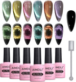 AIMEILI Cat Eye Gel Nail Polish Soak off U V LED Hema Free Nail Polish Nail Art Manicure Color Set of 6Pcs X 10Ml - Kit Set 48