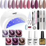 Vishine Gel Nail Polish Starter Kit with 48W Sunone UV LED Nail Lamp Speed Dryer Manicure Tools 6 Pretty Colors Gel Polish Base and Top Coat #03