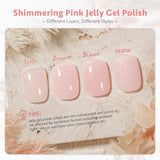 GAOY Jelly Nude Gel Nail Polish, 16Ml Sheer Pink Glitter Gel Polish, Shimmering Translucent Color 1616 UV Light Cure for Nail Art DIY