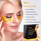 Eye Lip Mask Set -20Pcs under Eye Patches,10Pcs Gold Lip Mask -24K Gold Crystal Eye Lip Pads Treatment for Dry Lip,Dark Circles Eyes Moisturizing, Hydrating(Gold Eye Lip Mask Se)