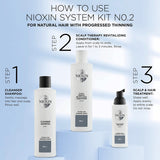 NIOXIN System 2 Duo Pack, Cleanser Shampoo + Scalp Therapy Revitalising Conditioner (1L + 1L), for Natural Hair with Progressed Thinning