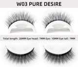 Reusable Self Adhesive False Eyelashes No Glue or Eyeliner Lashes Eyelashes Easy to Put on Non-Slip Waterproof Self Sticking False Lashes for Women 2 Pairs (F03)