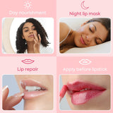 Immetee Lip Scrub Mask, Double Effect Day and Night Lip Care, Repair Dry Peeling Cracked Lips, Lip Exfoliator Lip Moisturizer with Collagen Formula, Lips Sleeping Mask.