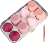 8Pcs Makeup Sponges Blender with Eyebrow Tweezer, Reusable Beauty Blender Foundation Sponge, Non-Latex, Soft Beauty Blender for Cream, Powder and Liquid (Pink Series)