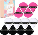 12 Pieces Triangle Powder Puff MAGEFY Makeup Puff Soft Powder Puffs for Face Eye Body Cosmetic Foundation Setting Powder Puff Makeup Tool (Black,Rose Red,White)