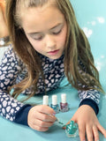 Miss Nella Dinosaur Chrome Nail Polish Set of 4: Pink, Green, Bronze & Blue, Peel-Off Nail Polish Specially for Children, Peel-Off Formula, Non-Toxic,