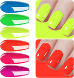 Vishine Gel Nail Polish Starter Kit - 6PCS Neon Yellow Green Orange Red Gel Nail Varnish Soak off Bright Color UV LED Manicure Gift Set 8ML