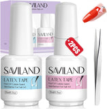 Saviland 2PCS Nail Latex Peel off with Tweezer, 30ML Latex Nail Polish Barrier Peel off - Easy to Use Latex Tape Peel off for Nails Cuticle Protector for Nail Painting Nail Art Tools Supplies