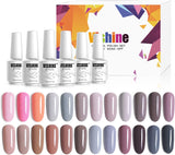 Vishine 24 Colors Gift Set Gel Nail Polish Kit Soak off UV LED Nail Gel Nude Grey Pink Color Gelpolishes Nail Art 8 ML/PC Pack of 24 Pretty Colors Series Kit