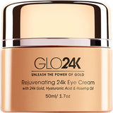 GLO24K Eye Cream with 24K Gold, Anti-Aging Formula with Vitamins, Hyaluronic Acid, Rosehip Oil