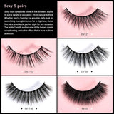 Jessup False Eyelashes,3D Fake Eyelashes 5 Pairs Pack Faux Mink Lashes Wispy Fluffy Dramatic Sexy Reusable False Lashes, FE501