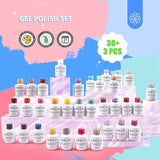 Saviland 33 PCS Color Changing Gel Nail Polish Kit, White Red Pink Glitter Gel Polish Set Mood Changing Base & Glossy/Matte Top Nail Art Gel Starter Kit for Women DIY Home Nail Salon