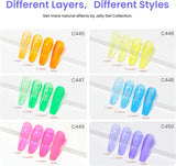 Beetles Gel Polish 6 Colors Jelly Gel Nail Polish Set Neon Nail Gel Kit Pink Blue Green Soak off UV Led Light Summer Translucent Orange Purple Gel Nail Art DIY Manicure S for Girls Women