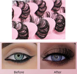 Eyelashes False Lashes Natural Look Transparent Band Eyelash Strips Eyelashes 3D Fake Lashes Soft Reusable Eye Lash 10 Pairs (Y-001)