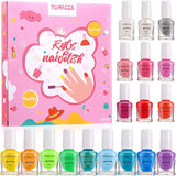 TOMICCA Nail Polish Set for Girls,18 Colours Non-Toxic Peel-Off Water-Based Safe Kids Nail Polish Set,Quick Dry Nail Polish Gifts Toys Kit,For Parties, Sleepovers & Makeovers