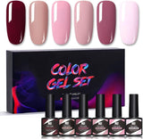 Aoeek 6 Pcs Gel Nail Polish Set 0.29 Fl.Oz /8.5Ml, 6 Neutral Skin Tone UV Gel Polish Colors for Nail Art Home DIY Gel Nail Manicure Kit (07)