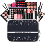 37 Pcs All-In-One Makeup Set Teenage Gift Essential Starter Kit Lip Gloss Blush Brush Eyeshadow Palette Highly Pigmented Cosmetic Palette with Travel Carry Cosmetic Bag