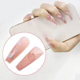 24Pcs Coffin False Nails Pink Cloud Long Fake Nails Press on Nails ABS Full Cover Stick on Nails Perfect Gifts for Women Girls Lady Decorative Accessories