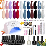 Beetles Gel Nail Polish with 48W Uv Light Starter Kit 12 Colors Nude Gray Pink Blue Gel Polish with Base Gel Top Coat Cuticle Oil Soak off Gel Polish Set Manicure Home Diy Nail Art for Women Girls