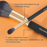 Makeup Brushes,Maange 10 Pcs Travel Professional Makeup Brushes Set with Case,Foundation Kabuki Blush Eyeshadow Make up Brush with Makeup Sponge and Brush Cleaner(Blackgold)