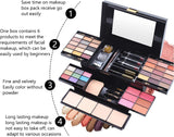 Roseflower Mini Fold Out Cosmetic Palette Set, All in One Cosmetic Make up Palette Set Kit Include 54 Colours Eyeshadows + Blush + Contouring + Highlight + Powder, Makeup Set for Girls Women#N