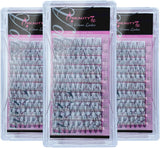 Beauty7 DIY Eyelash Extension Premade Fans 10D C Curl 0.07Mm 12 Length Individual Cluster False Lashes Individual Lashes Natural Look Mink Eyelash Wide Band Lash Cluster at Home 100 Fans/Box -3 Boxes