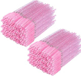 200Pcs Crystal Eyelash Mascara Brushes Wands Applicator Makeup Kits with Spiral Design (Pink)