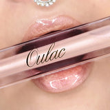 Oulac Orange Glitter Lip Gloss with Mirror Finish Moisturizing & Reduce Fine Lines Lip Oil Refuse Chapped Lips Non Sticky Lip Gloss for Girls Women, 4.5Ml/0.15Fl.Oz,Woah(C05)