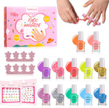 TOMICCA Nail Polish Set for Girls,18 Colours Non-Toxic Peel-Off Water-Based Safe Kids Nail Polish Set,Quick Dry Nail Polish Gifts Toys Kit,For Parties, Sleepovers & Makeovers