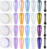 Beetles Chrome Nail Powder Mirror Effect Pink Purple Blue Green Nail Manicure Art Decoration Powder, 8 Colors 0.5G/Jar